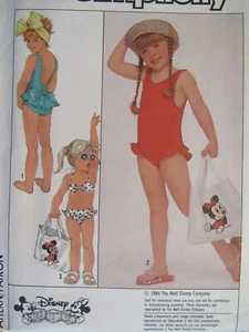 Rare VTG 88 SIMPLICITY 8655 Toddlers 1-2 Pc Swimsuits & Tote Bag PATTERN 3T UC - Picture 1 of 2
