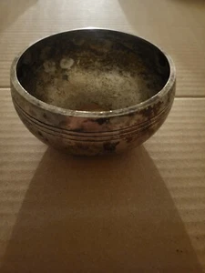 Vintage antique Tibetan Buddha Singing Bowl silver copper brass hand crafted  - Picture 1 of 6