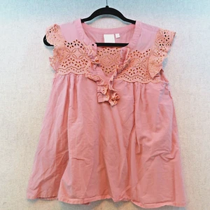 LAUREN CONRAD Mauve Light Purple Sleeveless Top w Eyelet Embroidery & Ruffles, S - Picture 1 of 6