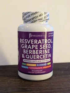 Resveratrol Grape Seed Extract Berberine Quercetin Supplement 90 Serv EXP 11/26 - Picture 1 of 2
