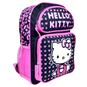 Sanrio Hello Kitty School Girls Backpack 16" Black/Pink Large Bag, New - Picture 1 of 4