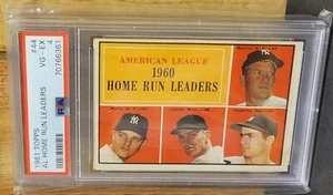 1961 Topps #44 AL Home Run Leader Mantle Maris Baseballkarte PSA 4 - Bild 1 von 3