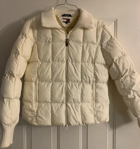 OFF WHITE TOMMY HILFIGER Giacca Donna Puffer US Ski Team OFF BIANCO CAPPOTTO BEIGE Taglia XL