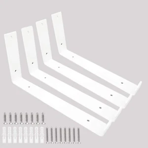 Shelf Brackets L Bracket 12 Inch 4PCS Heavy Duty White Shelf Bracket Iron Met... - Picture 1 of 4