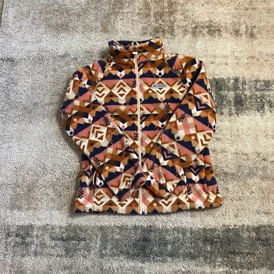 Suéter Columbia poliéster rosa estampa asteca com zíper tamanho juvenil GG - Imagem 1 de 4