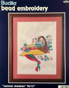 Vintage Bucilla Summer Shadows Bead Embroidery Kit Summer Hat Basket #49472 - Picture 1 of 6