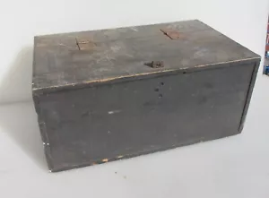 Antique Wooden Tool Box Old Wood Vintage Case Tub Crate Pine Trunk Army? 20"W - Picture 1 of 12