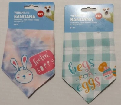 2 Vibrant Life Puppy Cute Eggs Easter XS/S Dog Bandana Bundle Chihuahua Tiny Pet Foto 1 de 4
