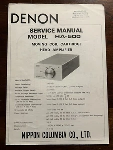 Denon modello HA-500 MC manuale di servizio testa amplificatore cartuccia originale - Foto 1 di 3