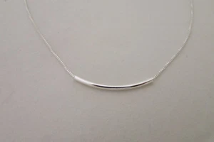 Minimalistische Sterling Silber geschwungene Stab Halskette extra lange Kette Box Art Schmuck - Bild 1 von 7
