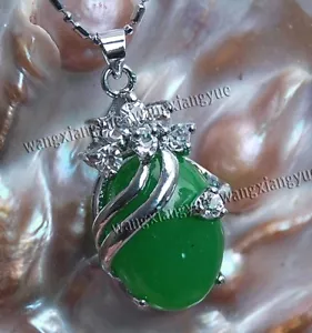 Collar colgante de piedras preciosas ovaladas de jade verde real 13x18 mm 18" AAA - Imagen 1 de 3