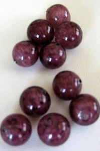 Murano Lampwork Glass Purple Round Beads Quantity 10 12.5 MM Each - Picture 1 of 2