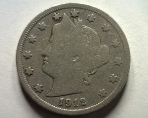 1912 LIBERTY NICKEL SEHR GUT + SEHR GUTER ZUSTAND + SCHÖNE ORIGINAL MÜNZE BOBS MÜNZEN SCHNELLER 99c VERSAND - Bild 1 von 2