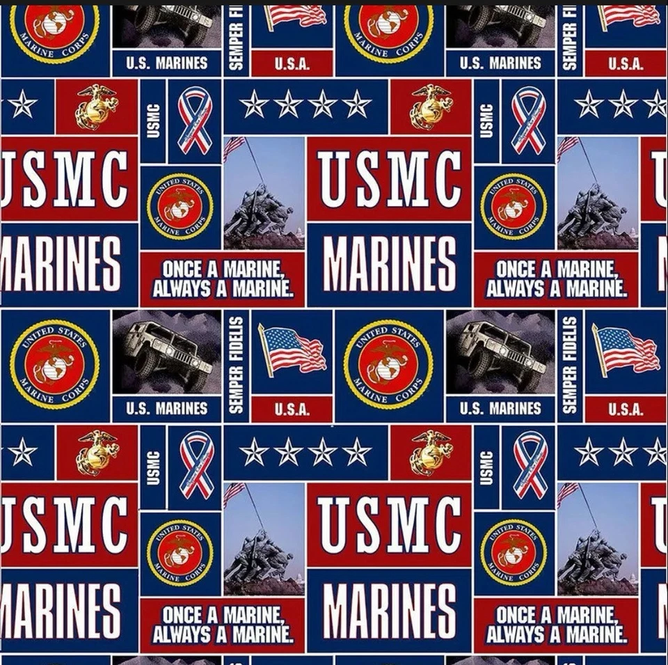 United States Military US Marines Fleece Fabric Geometric-USMC Blanket Fabric - Image 1 of 1