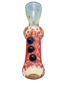 Chillum de vidrio de viaje colorido grueso de alta resistencia de 3" | naranja y blanco - Imagen 1 de 6