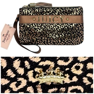 Juicy Couture Leopard Metallic Black Copper Rose Gold Wristlet Handbag New $55 - Picture 1 of 8