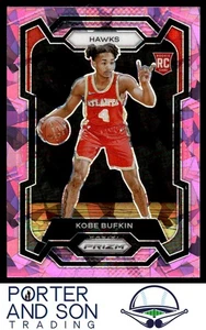 Kobe Bufkin RC Prizms Pink Ice 2023-24 Panini Prizm #151 Atlanta Hawks - Picture 1 of 2