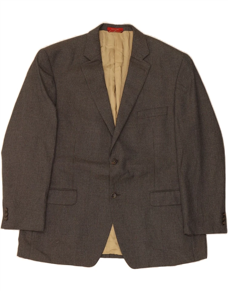 IZOD Mens 2 Button Blazer Jacket UK 46 3XL Brown Houndstooth Polyester AB04 - Image 1 of 3