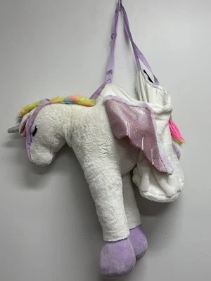 Disfraz de jinete de unicornio de peluche talla única blanco Halloween disfraces fingir Foto 1 de 4