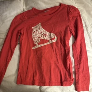 Crazy 8 Let It Snow Holiday Party Shirt Girls Ice Skate Pink Top Size L 10/12 - Picture 1 of 10