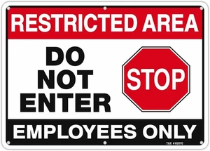 T&R Large Restricted Area Signage, Black & Red - 14 x 10 - 1 Pack - Picture 1 of 7