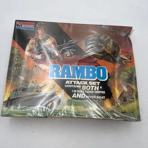 Monogram Rambo Attack Set- Rambo Chopper and River Boat 1/48 #6039 NEW Sealed - Picture 1 of 24