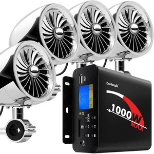 1000W Amp Waterproof Bluetooth Motorcycle Stereo 4-Speaker Audio System ATV UTV - Picture 1 of 9
