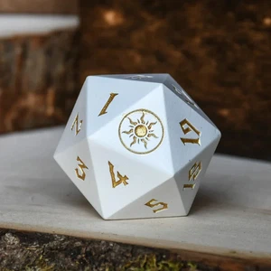 D20 Spindown Metal Dice MTG-Plains Mana - Picture 1 of 3