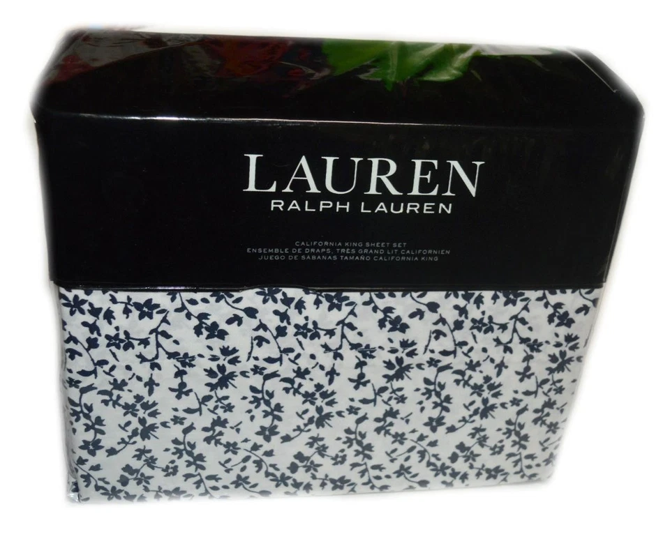 LAUREN RALPH LAUREN Eva Leaf Grey Multi 4P QUEEN SHEET SET SATEEN