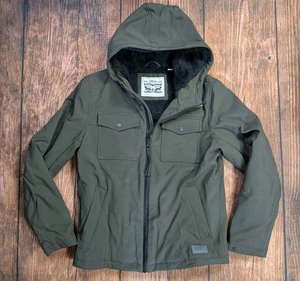 Levi's Jacket Soft Shell Army Green Storm Coat Hooded Water Resistant Mens S - Picture 1 of 15