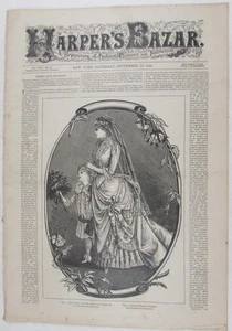 HARPERS  BAZAR SEPTEMBER 13 1884 WITH ORIGINAL PATTERN SHEET 9 ITEMS - Picture 1 of 12