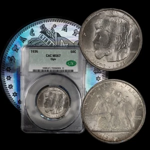 1936 Elgin Commemorative Half Dollar CACg MS 67 Beautiful Strike !!! - Picture 1 of 5