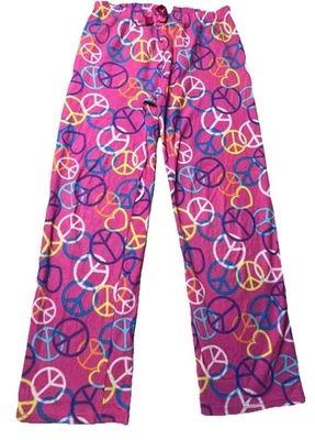 The Children’s Place Pink Pajama Pants Big Girls Size XL/14 Peace Symbols  - Image 1 of 4