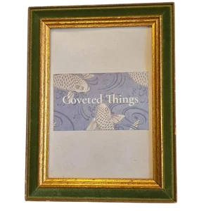 Vintage Wood Photo Picture Frame Green & Gold Gilt, Wooden 19 X 14cm Florentine - Picture 1 of 10