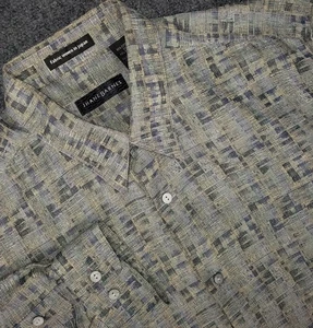 Jhane Barnes Shirt Mens Large Gray Geometric Weave Japan Fabric Button Down  - Picture 1 of 7