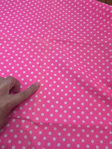Vintage Cotton Fabric Hot Pink Polka Dot - Picture 1 of 3
