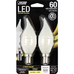 Feit Electric BPCFF60/827/LED/2 Decorative Frost Glass Filament Soft White Flame - Picture 1 of 2