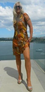 VINTAGE Glamour 1960s Original Groovy Print Silk Dress - Picture 1 of 5