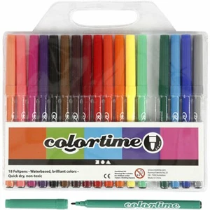 Marcadores de bolígrafos con punta de fieltro Colortime - elige tu color brillante 18 paquetes no tóxicos - Imagen 1 de 15