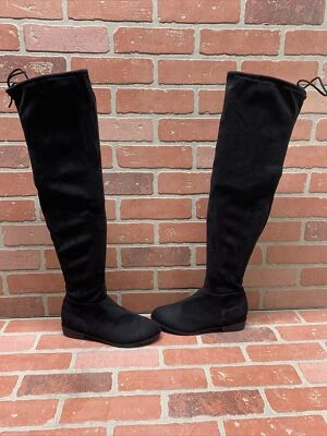 CALL IT SPRING Black Fabric Side Zip Back Tie Thigh High Boots Women’s Size 7.5 - Image 1 of 4
