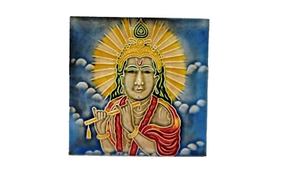 Ancien Krishna Carreau Art Nouveau Architecture de La Figurine Majolique Japon - Photo 1/4