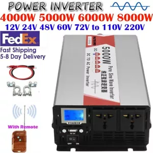 4000W 5000W 8000W 12V 24V 48V 60V 72V to 110V 220V Pure Sine Wave Power Inverter - Picture 1 of 32