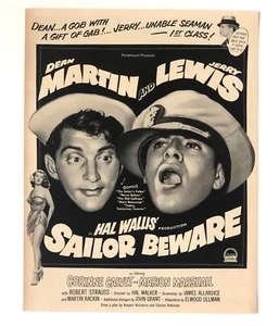Pubblicità film Sailor Beware 1952 Jerry Lewis Dean Martin stampa d'epoca annuncio - Foto 1 di 1