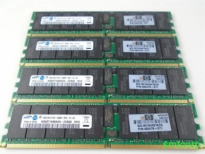 Lot of 4 (32GB) HP 405478-071 8GB 667MHZ PC2-5300 SERVER MEMORY  - Image 1 of 2