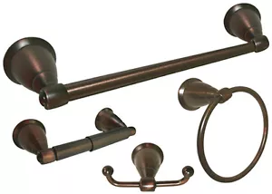 Oil Rubbed Bronze Bath Hardware Accessories 4PC 18" Towel Bar Ring Toilet Holder - Picture 1 of 1