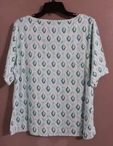 Woman’s Chico’s Short Sleeve Pullover Blue Casual Wear Summer Top.sz 4 - Picture 1 of 8