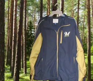 CHAQUETA CORTAVIENTOS MILWAUKEE BREWERS CREMALLERA FRONTAL MLB Hombre Grande - Imagen 1 de 7