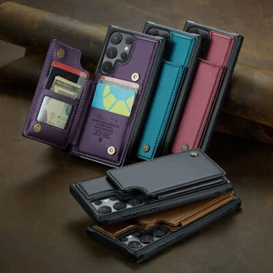 For Samsung Galaxy S24 Ultra S23FE S22 S21 S20 RFID Blocking Leather Wallet Case - Picture 1 of 16