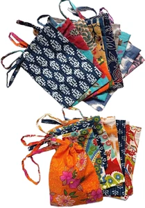 Small Drawstring Bags, Lot of 18 Pcs, Cotton, For Coins, Gemstones, Assortment - Picture 1 of 1