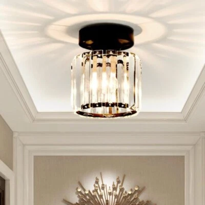 Modern Crystal Ceiling Light Lamp Fitting Chandelier Golden Light Shade E27 Bulb - Image 1 of 2